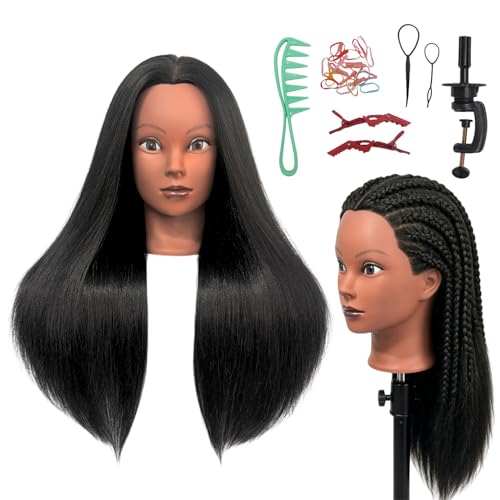 Black Mannequin Head with Hair for Braiding & Styling
