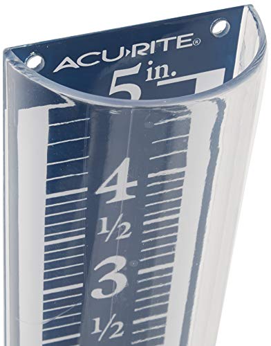 AcuRite Waterfall Rain Gauge with 5-inch Rainfall Capacity (00858W), Clear