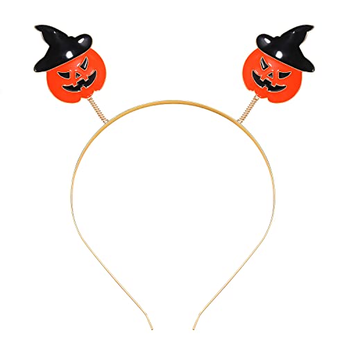 ZITULRY Halloween Headbands for Women Enamel Pumpkin Candy Corn Witch Hat Headband Gothic Spooky Ghost BOO Bat Moon Tiara Headpiece, Orange