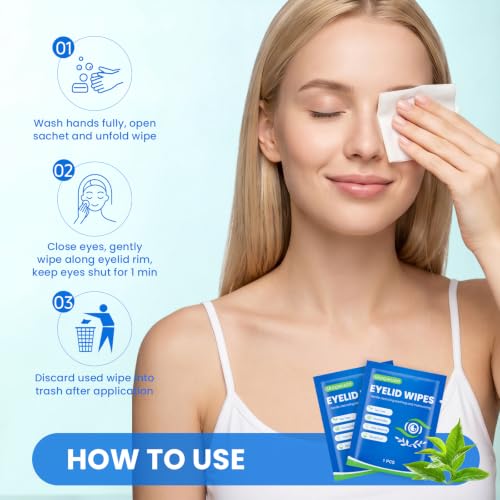 Tea Tree Oil Eyelid Cleansing Wipes, 160 Pcs Gentle Eye Wipes