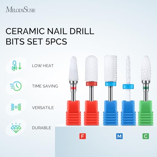 5-Piece Ceramic Nail Drill Bits Set for Manicure & Pedicure