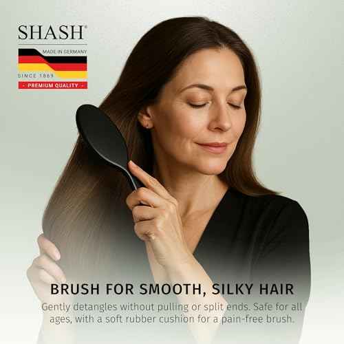 SHASH Since 1869 Hand Made In Germany - Nylon, 100% First Cut Boar Bristle Brush Suitable For Normal to Thick Hair - Gently Detangles, No Pulling or Split Ends - Softens Improves Texture, (Medium)