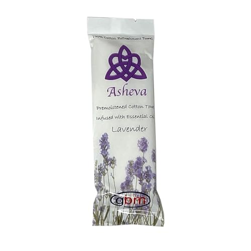 Asheva 8" x 9" Individually Wrapped Oshibori Disposable Towels - Luxurious Moist Cotton Hot/Cold Refreshment Towel - Lavender, Lemon, or Tea Tree Scents - Perfect for Spa, Travel, Dining & Events