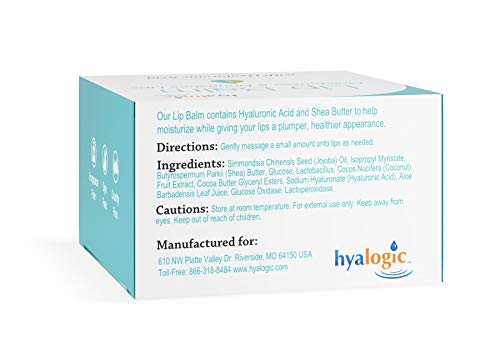 Hyalogic Episilk Hydrating Lip Balm w/Hyaluronic Acid | Dry Lips | Natural Moisturizing Lip Balm | Gluten & Fragrance Free, Unflavored (0.5 oz)