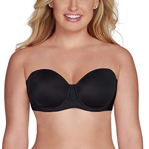 Vanity Fair Women's Beauty Back Smoothing Strapless Bra, 4-Way Stretch Fabric, Lightly Lined Cups up to H, 2 Pack-Beige/Black, 42G