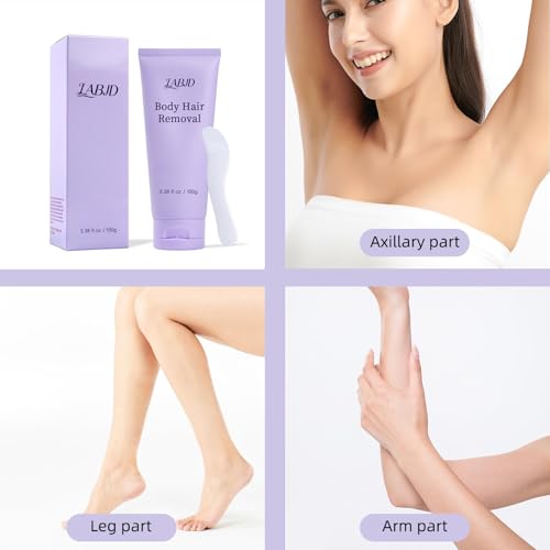 Gentle Hair Removal Cream for Sensitive Skin - Pain-Free 2-in-1 Body Hair Removal with Spatula - Long-Lasting & Easy Application for Men & Women