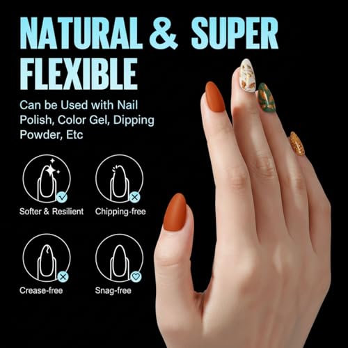 TOMICCA 240pcs Short Almond Press-On Nail Tips - Pre-Shaped Acrylic Clear Fake Nails