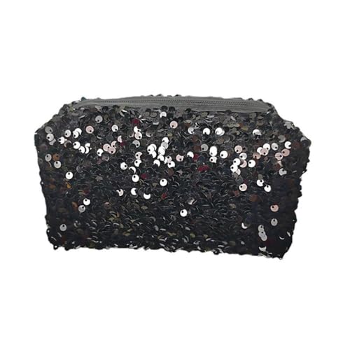 HomeSoGood Sequin Cosmetic Bag Large Glitter Makeup Zipper Bag Toiletry Bag Capacity Travel Cosmetic Handbag for Women Girls Travel Daily Use(Black)