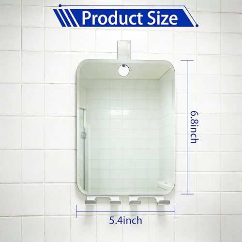 Yuibthr 6.8 x 5.4 Inch Fogless Shower Mirror with 2 Razor Holders, Anti-Fog Wall Bathroom Mirror