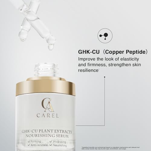 GHK-CU Peptides Nourishing Serum, Copper Tripeptide-1 for Firm, Wrinkle, Plant Extracts, Aloe, Agave for Skin Renewal and Moisture, All Skin Types, 1.01 fl oz