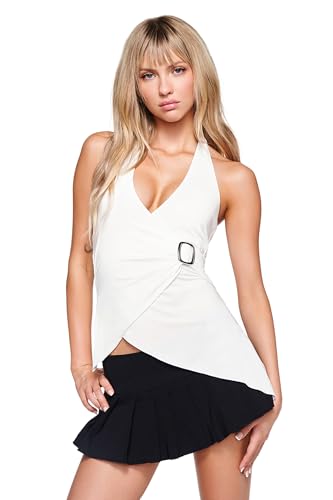 I.AM.GIA Women's Amy Halter Top with Buckle - White