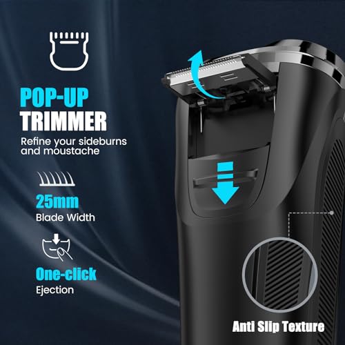 Brightup Electric Razor for Men Face, Wet & Dry Electric Shaver for Men with Pop-up Trimmer, Men's Razor with 4D Flex Precision Blades, USB Fast Charging, LED Display, Travel Lock, Storage Case
