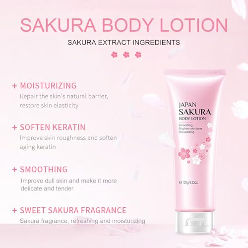 INSEEK Cherry Blossom Bath and Body Gift Set for Women, 9Pcs Bath Gift Sets, Relaxing Home Bath Spa Gifts Set for Self Care, Christmas Birthday Gifts for Mom, Girlfriend, Sister, Female Friends