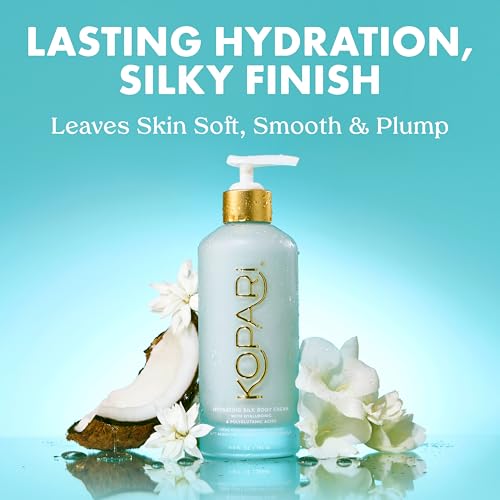 Kopari Hydrating Silk Body Cream with Hyaluronic & Polyglutamic Acids ? Long Lasting Moisturizer for Dry Skin, Lightweight & Silky Texture, Sweet Coconut Milk Scent, 6.7 oz