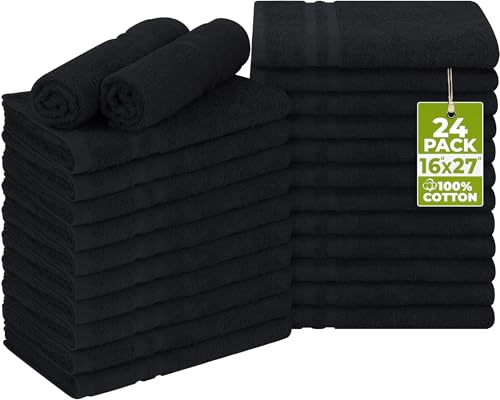 Utopia Towels Bleach Safe Salon Towel 16x27" 24-Pack Black