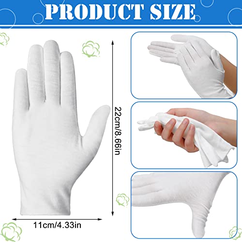 Funtery 240 Pcs White Cotton Gloves Bulk L for Inspection & Moisturizing