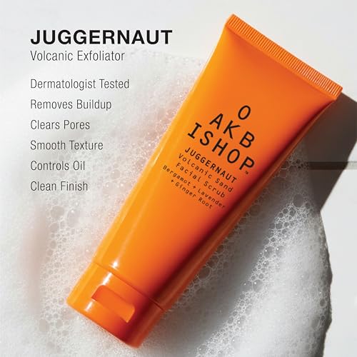Juggernaut Men's Volcanic Sand Exfoliating Cleanser for Smoother Skin ? Deep Pore Clean, Bergamot, Lavender and Ginger Root, 3.4 fl oz