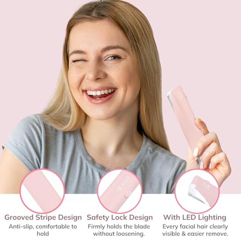 PELCAS Electric Dermaplaning Tool Kit with LED Light - 3 Speeds