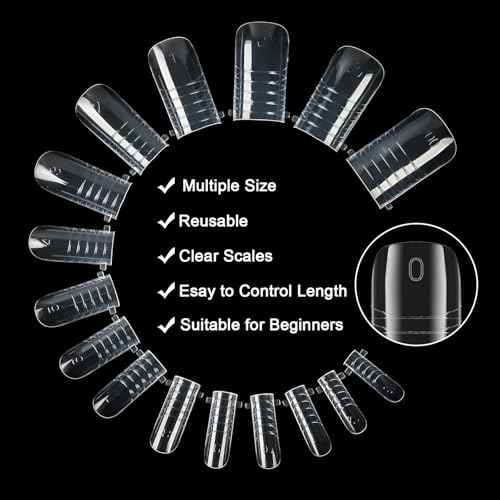 160 Pcs Toe Dual Nail Forms for Poly Gel & Builder Gel Toenail Extension - 16 Sizes Reusable Full Cover Square Toenails Molds - Professional Pedicure Nail Tips for Salon & DIY at Home