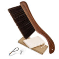 Wooden Hand Broom with Firm Pet Bristles & Curved Handle – Dust & Debris Sweeper