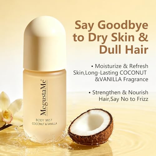 Coconut Vanilla Body & Hair Spray for Women, Paraben-Free 3.38 fl oz