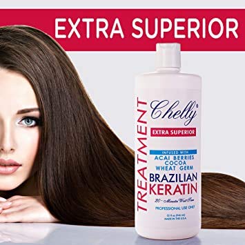 Chelly Superior Infused with Chocolate Brazilian Keratin Treatment 946ml (32 fl oz) | Progressive Brush | Straightening & Smoothing System | Hair Straightening Therapy | 100% Straight Hair | Frizzy Free