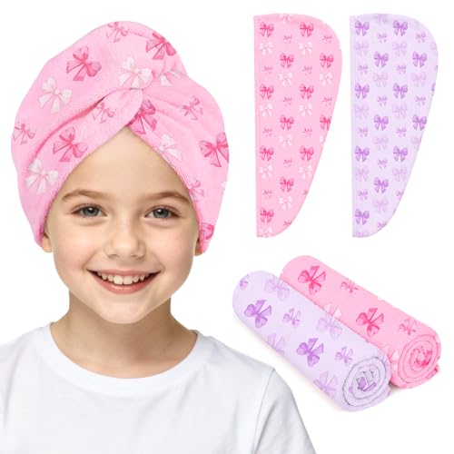 Microfiber Hair Towel Wrap 2-Pack Quick Dry Turban for Kids