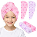 Microfiber Hair Towel Wrap 2-Pack Quick Dry Turban for Kids