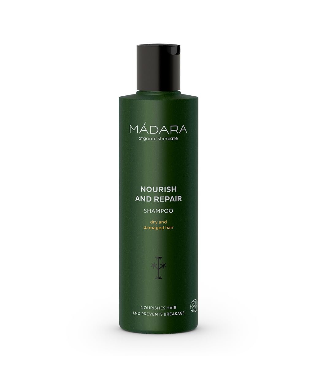 MÁDARA Organic Skin Care Nourish and Repair Shampoo - 250 ml | Rich and Silky Formula with Northern Nettle and Quince | For Dry, Damaged Hair | COSMOS Natural Certified