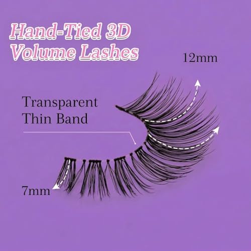 LZM Self Adhesive Eyelashes - 12mm Preglued Natural Strip Lashes