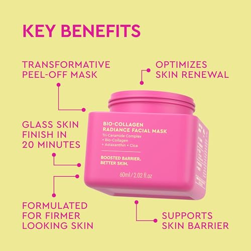 BYOMA Bio-Collagen Radiance Facial Mask - Transformative Liquid Sheet Mask for Glass Skin - Instant radiance, Visibly Improved Elasticity, Reduces Appearance of Wrinkles - Cica & Ceramides, 60mL