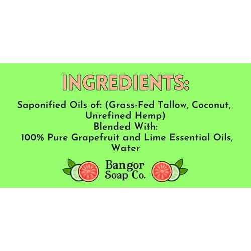 Bangor Soap Co.'s GRAPEFRUIT LIME Truly Natural Whipped Soap, with the Finest Tallow, Coconut, and Hemp, for the Smoothest Lather in Skin Care