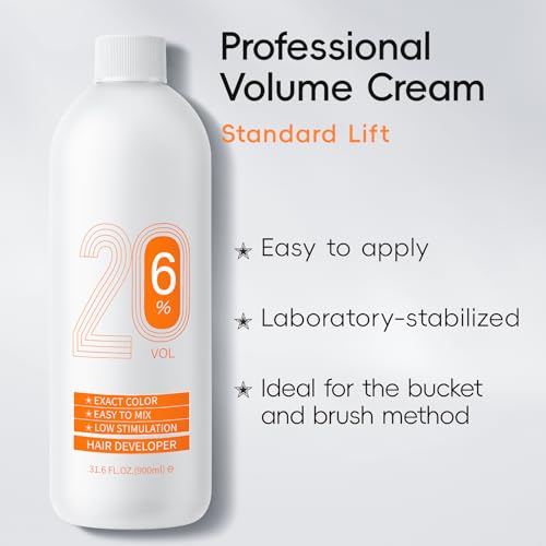 20 Volume Hair Developer Cream, 900ml - Hair Bleach Lightener