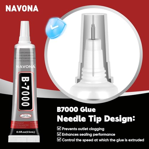 B7000 Clear Glue 15ml, 8-Pack Precision Tip for Jewelry & Nail Art
