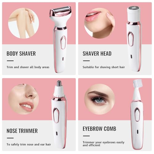 Oneleaf Electric Body Hair Trimmer for Men & Women ? Waterproof, Cordless, Low Noise, Rechargeable ? 3 Replacement Blades ? Painless Shaving for Beard, Bikini, Chest, Legs & More