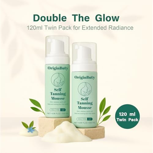 Self Tanner Mousse for Body, 2 Pack 120ml | Streak-Free Natural Looking Tan | Fast Dry Sunless Tanning Foam | No Orange, Lightweight & Even Coverage, DARK