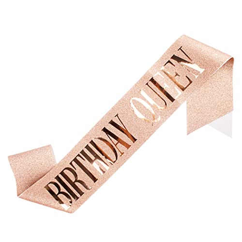 Rose Gold Birthday Crown & Queen Sash Set - Rhinestone Tiara for Women