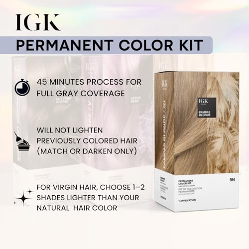 IGK Permanent Hair Dye Color Kit | 5GA1-800 Espresso - Golden Ash Brown | 100% Gray Color Coverage + Strengthen + Shine | Ammonia Free