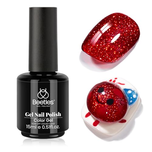 Beetles Glitter Red Gel Nail Polish - Wine Red Shimmer, 0.5oz, C - Shimmery Red