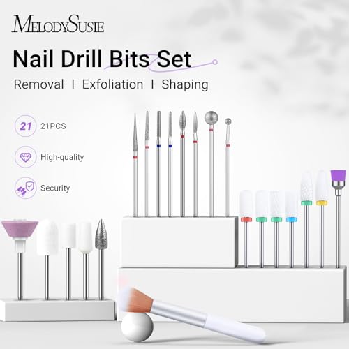 21-Piece Nail Drill Bit Set for Acrylic Gel Nail Art