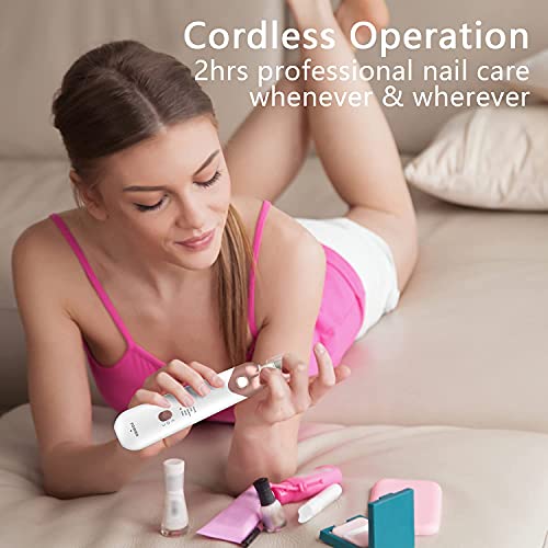 Electric Nail File Set - Cordless Manicure Pedicure Kit with 5 Speeds