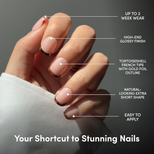 Glamnetic Press On Nails - Tortoiseshell French Tip Extra Short