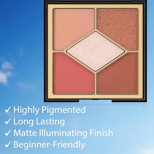 Boobeen 5-Color Eyeshadow Palette - Neutral Brown Matte & Shimmer