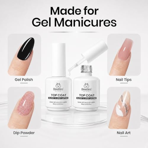 Beetles Extra Glossy No Wipe Gel Top Coat 2 pcs 15ml - B-Clear-2