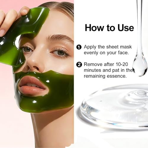 Madecassoside Hydrogel Mask 5 Sheets, Collagen & Peptide &Marine Ex&Panthenol for Skin Repair & Elasticity, Long-lasting Hydration, Better Nutrient Absorption , Korean Face Mask (Anti-aging)