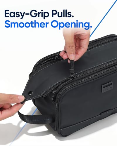 ZEEMO Black Medium Travel Toiletry Bag for Men with Dual Compartments
