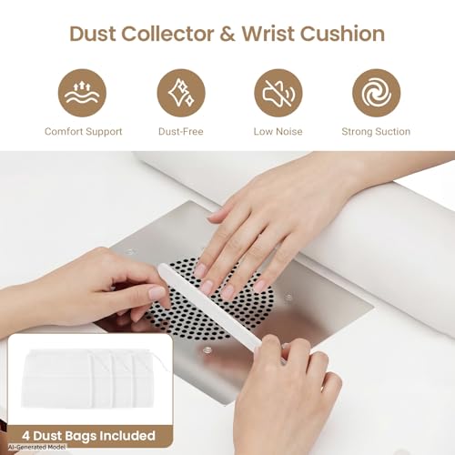 HolaiNail Manicure Table with Dust Collector & LED Light