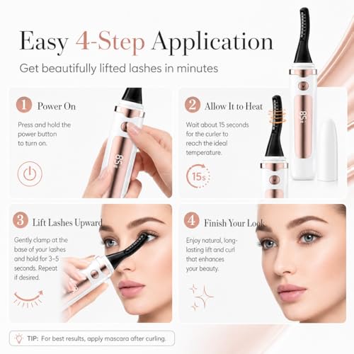 Echtur Heated Eyelash Curler with LED Display, 3 Heat Settings