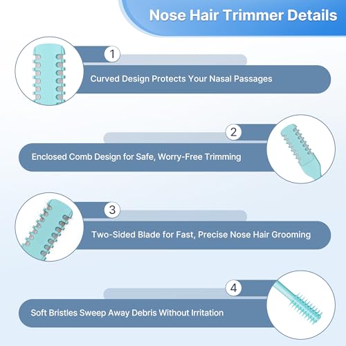 8PCS Nasal Hair Cutter for Women Men, 2026 Upgraded Portable 2-in-1 Nasal Hair Cutter Sticks Double Sided Nose Knife with Soft Cleaning Brush