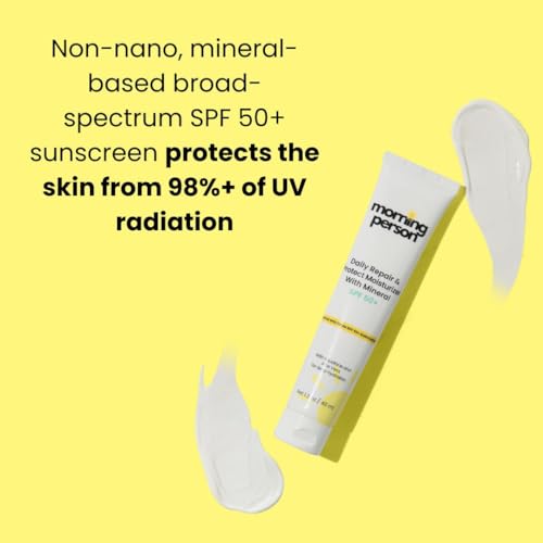 Daily Repair & Protect Moisturizer with Mineral Sunscreen Face SPF 50+ I With Squalane and Aloe Vera for Deep Moisture I UVA/UVB & Blue Light Protection I No White Cast I Reef Safe I Vegan